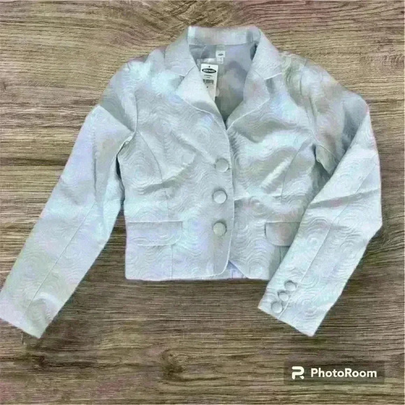 Old Navy Jackets & Blazers - NWT - Women’s Vintage Inspo Jacket Size Small Light Blue with Metallic Threading